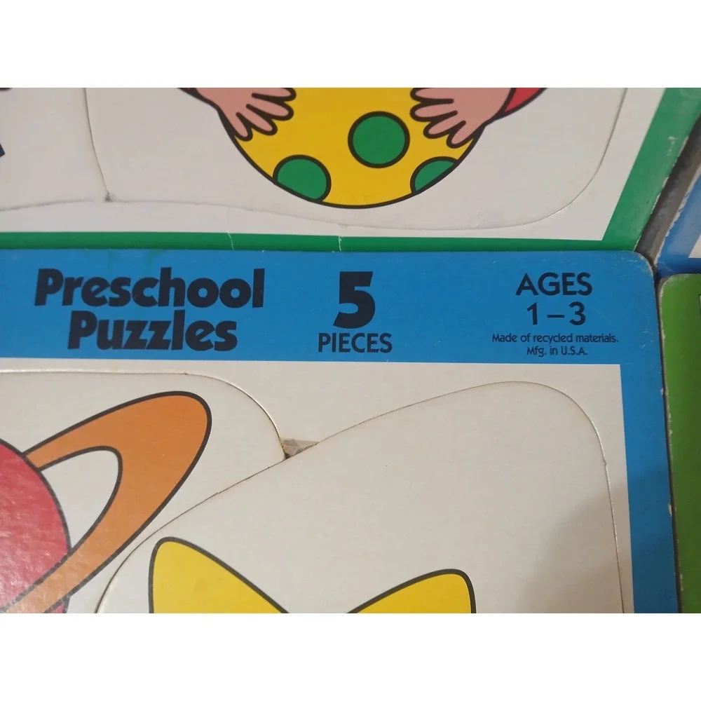 Vtg PuzzlePatch Preschool Puzzles Set of 6 Ages 1-3 Cardboard 1992 Made in‎ USA